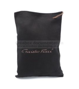 black cotton shoe bag - 27x36 cm gold print